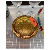 AMBER GLASS ASHTRAY