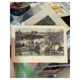2PC VINTAGE GERMAN PENCIL SIGNED PRINTS