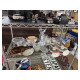 CONTENTS OF SHELF LARGE LOT OF MIXED GLASSWARE