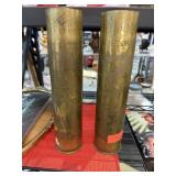 2PC LARGE TRENCH ART ETCHED ARTILLERY SHELLS STAGS