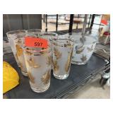 VINTAGE MID CENTURY LEAF GLASSES ICE BUCKET