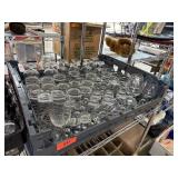 LARGE TRAY W MIXED GLASSWARE