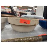 ANTIQUE STONEWARE POTTERY MIXING BOWL