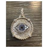 JUDITH RIPKA STERLING SILVER EVIL EYE PENDANT