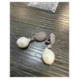 JUDITH RIPKA STERLING SILVER PEARL DROP EARRINGS