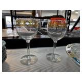 2PC CULVER VALENCIA GOLD RIMMED WINE GLASSES