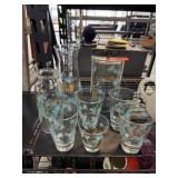 VTG LIBBEY MID CENTURY GLASS AQUA GOLD PINECONE