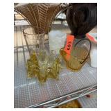 3PC GLASS LOT SWEDISH STYLE VOTIVE / BASKET /GLASS