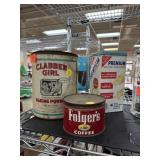LOT OF VINTAGE TINS CLABBER GIRL / COFFEE +
