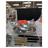 PEWTER BOWL W UTENSIL / PLATE