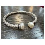 VINTAGE WHITE BRONZE CUFF BRACELET