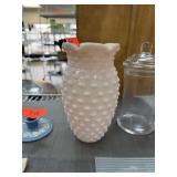 VINTAGE LE SMITH PINK HOBNAIL GLASS VASE