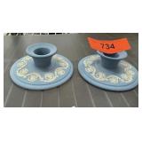 2PC WEDGWOOD JASPERWARE CANDLE HOLDERS