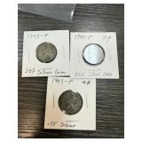 3PC JEFFERSON SILVER WAR NICKEL 3PC JEFFERSON SILVER WAR NICKEL