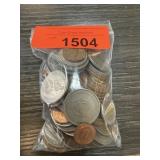 BAG OF MIXED FOREIGN CURRENCY COINS BAG OF MIXED FOREIGN CURRENCY COINS