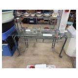 GLASS TOP IRON BASE CREDENZA TABLE GLASS TOP IRON BASE CREDENZA TABLE