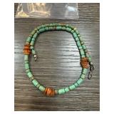 STERLING SILVER TURQUOISE & AMBER NECKLACE STERLING SILVER TURQUOISE & AMBER NECKLACE