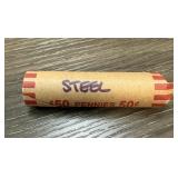ROLL OF STEEL WHEAT PENNIES CENTS ROLL OF STEEL WHEAT PENNIES CENTS