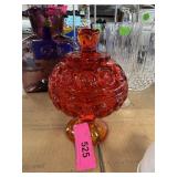 LE SMITH MOON & STARS AMBERINA GLASS CANDY DISH LE SMITH MOON & STARS AMBERINA GLASS CANDY DISH