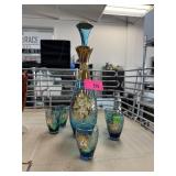 MURANO ART GLASS DECANTER & 5 GLASSES SET MURANO ART GLASS DECANTER & 5 GLASSES SET