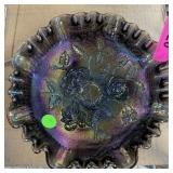 IMPERIAL CARNIVAL GLASS BOWL FOOTED ROSE IMPERIAL CARNIVAL GLASS BOWL FOOTED ROSE