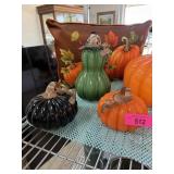 3PC ART GLASS PUMPKINS / PILLOW ETC 3PC ART GLASS PUMPKINS / PILLOW ETC