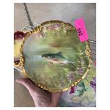 ANTIQUE PAINTED GLASS FRENCH PLATE CORONET LIMOGES ANTIQUE PAINTED GLASS FRENCH PLATE CORONET LIMOGES