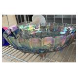 FOOTED CARNIVAL GLASS FRUIT BOWL FOOTED CARNIVAL GLASS FRUIT BOWL