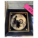 VINTAGE SILHOUETTE WOMAN WITH SPINNING WHEEL VINTAGE SILHOUETTE WOMAN WITH SPINNING WHEEL