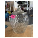 ANCHOR HOCKING DAISY PATTERN GLASS COOKIE JAR ANCHOR HOCKING DAISY PATTERN GLASS COOKIE JAR