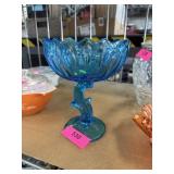 INDIANA GLASS LOTUS BLOSSOM PEDESTAL CANDY JAR INDIANA GLASS LOTUS BLOSSOM PEDESTAL CANDY JAR
