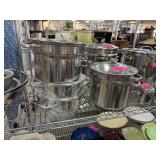 LOT OF STEEL COOKING POTS SOME NEW LOT OF STEEL COOKING POTS SOME NEW