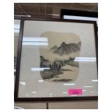 CHINESE SILK PAINTING PANEL FRAMED CHINESE SILK PAINTING PANEL FRAMED