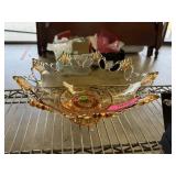 LARGE AMBER WESTMORELAND GLASS CENTERPIECE LARGE AMBER WESTMORELAND GLASS CENTERPIECE