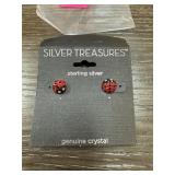 STERLING SILVER CRYSTAL LADYBUG EARRINGS STERLING SILVER CRYSTAL LADYBUG EARRINGS