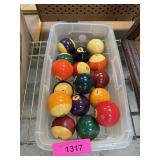 BIN OF VINTAGE BAKELITE POOL BALLS BIN OF VINTAGE BAKELITE POOL BALLS