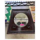 VINTAGE WOOD BEVELED OVAL GLASS MIRROR VINTAGE WOOD BEVELED OVAL GLASS MIRROR