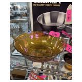 VINTAGE MARIGOLD CARNIVAL GLASS BASKET WEAVE BOWL VINTAGE MARIGOLD CARNIVAL GLASS BASKET WEAVE BOWL