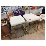 2PC MATCHED GOLD TONE BASE BARSTOOLS 2PC MATCHED GOLD TONE BASE BARSTOOLS