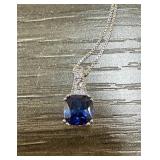 STERLING SILVER LAB SAPPHIRE NECKLACE NEW W TAGS STERLING SILVER LAB SAPPHIRE NECKLACE NEW W TAGS
