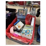 BOX LOT OF MISC W CLAMSHELL TOTE BOX LOT OF MISC W CLAMSHELL TOTE