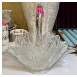 L.E. SMITH ART GLASS CLEAR FEATHER BASKET