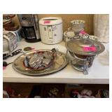 LOT OF SILVERPLATE / MOLDS / CHAFING DISH