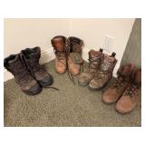 4 PAIRS OF BOOTS APPROX SZ 8-9 APPROX