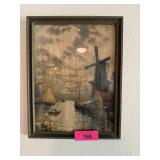 VINTAGE HERAN CHABAN LITHO PRINT HARBOR SCENE