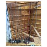 LARGE LOT OF FISHING POLES & REELS
