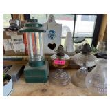 3PC LAMP LOT / VINTAGE OIL LAMPS