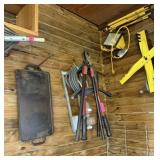 LARGE LOT OF TOOLS ITEMS HANGING CHAIN PULLER