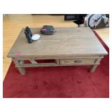 COFFEE TABLE & RUG (MISSING DRAWER)