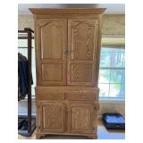 OAK UPRIGHT ARMOIRE / CHEST TV CABINET